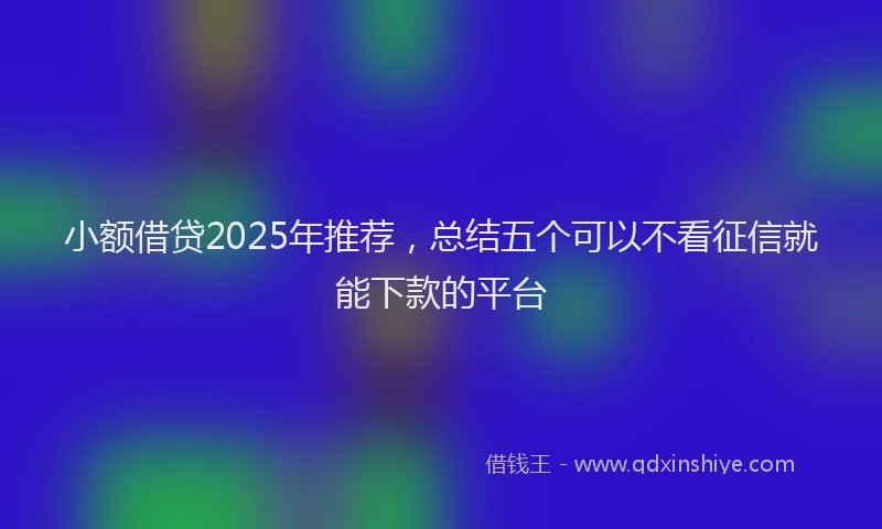 小额借贷2025年推荐，总结五个可以不看征信就能下款的平台
