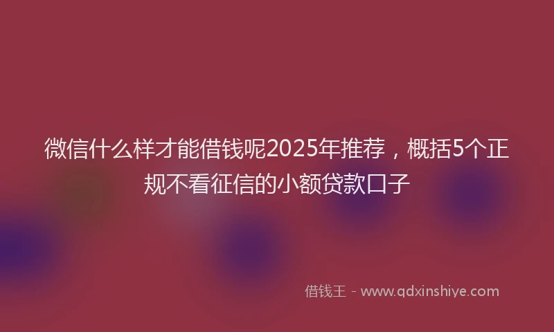 微信什么样才能借钱呢2025年推荐，概括5个正规不看征信的小额贷款口子