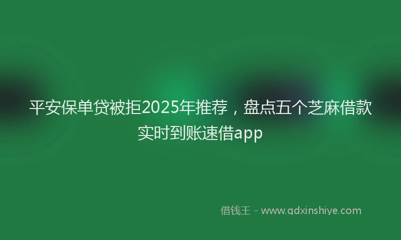 平安保单贷被拒2025年推荐，盘点五个芝麻借款实时到账速借app