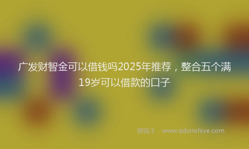 广发财智金可以借钱吗2025年推荐，整合五个满19岁可以借款的口子
