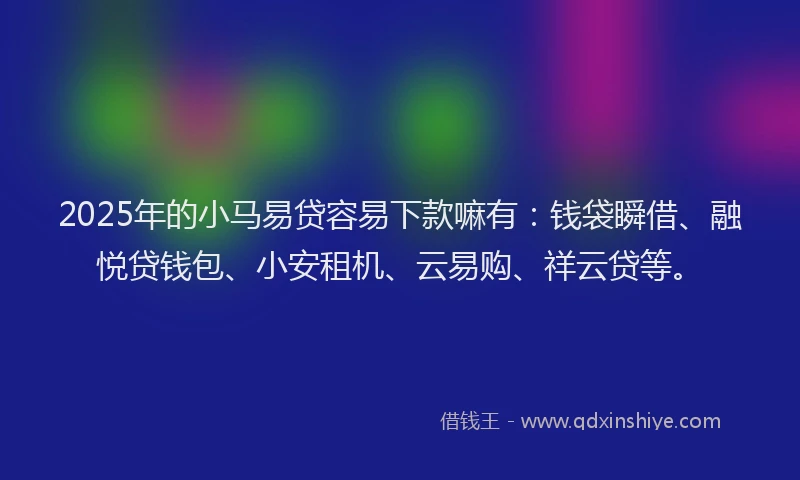 2025年的小马易贷容易下款嘛有：钱袋瞬借、融悦贷钱包、小安租机、云易购、祥云贷等。