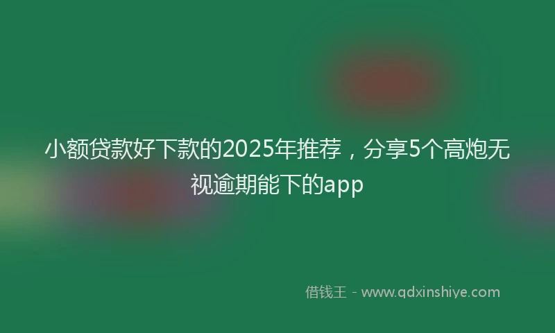 小额贷款好下款的2025年推荐，分享5个高炮无视逾期能下的app