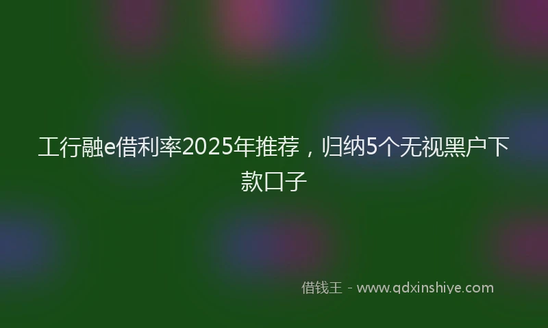 工行融e借利率2025年推荐，归纳5个无视黑户下款口子
