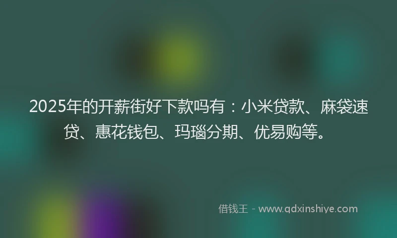 2025年的开薪街好下款吗有：小米贷款、麻袋速贷、惠花钱包、玛瑙分期、优易购等。