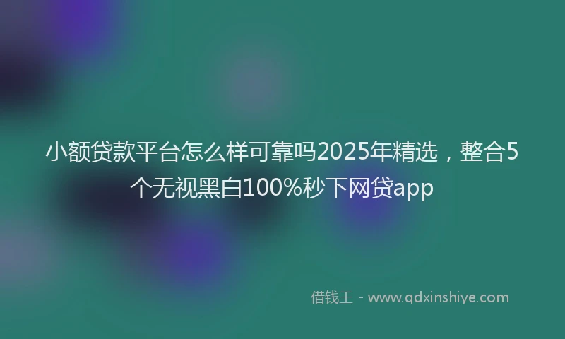 小额贷款平台怎么样可靠吗2025年精选，整合5个无视黑白100%秒下网贷app