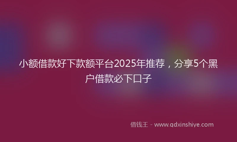 小额借款好下款额平台2025年推荐，分享5个黑户借款必下口子