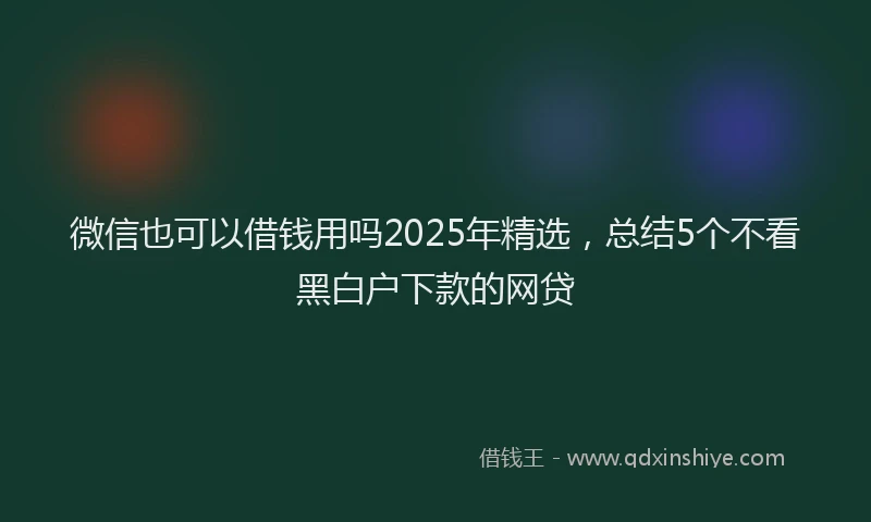 微信也可以借钱用吗2025年精选，总结5个不看黑白户下款的网贷