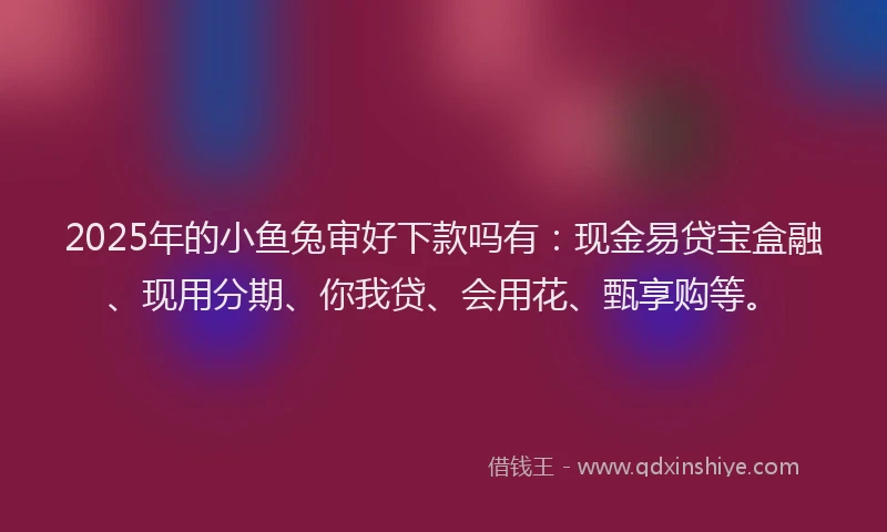 2025年的小鱼兔审好下款吗有：现金易贷宝盒融、现用分期、你我贷、会用花、甄享购等。