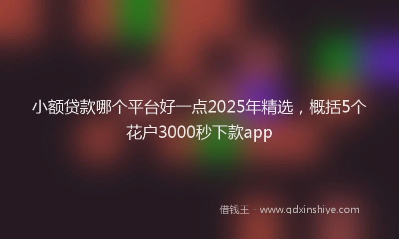小额贷款哪个平台好一点2025年精选，概括5个花户3000秒下款app