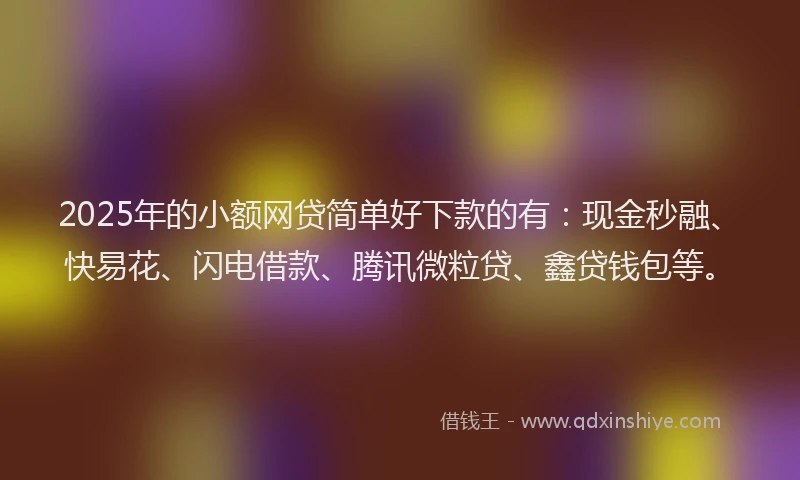 2025年的小额网贷简单好下款的有：现金秒融、快易花、闪电借款、腾讯微粒贷、鑫贷钱包等。