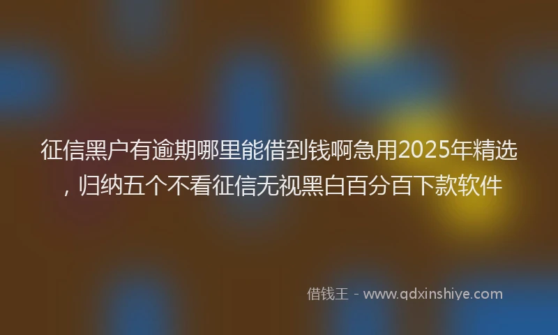 征信黑户有逾期哪里能借到钱啊急用2025年精选，归纳五个不看征信无视黑白百分百下款软件