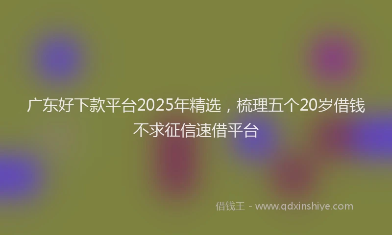 广东好下款平台2025年精选，梳理五个20岁借钱不求征信速借平台