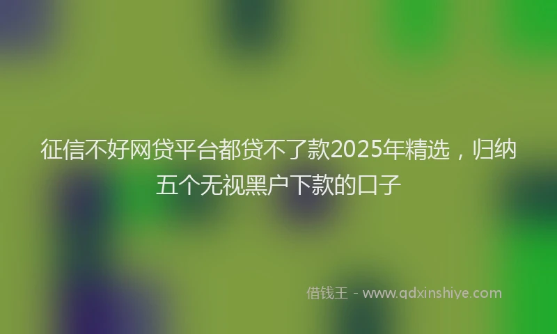 征信不好网贷平台都贷不了款2025年精选，归纳五个无视黑户下款的口子