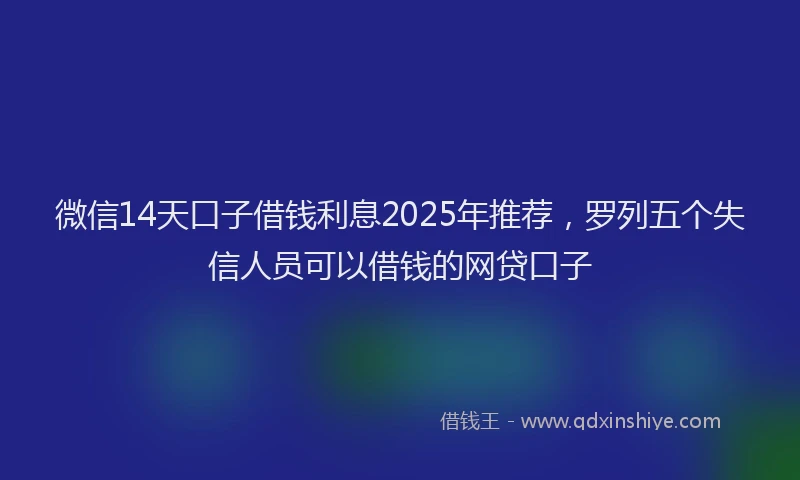 微信14天口子借钱利息2025年推荐，罗列五个失信人员可以借钱的网贷口子