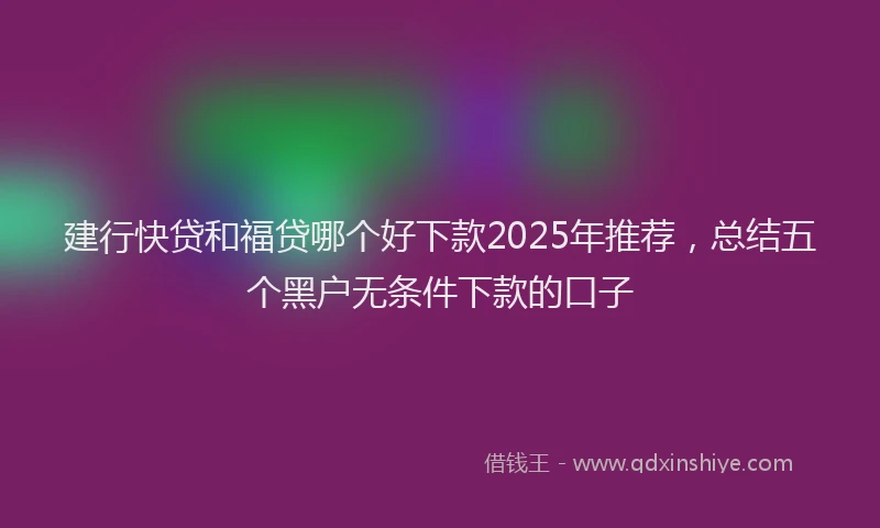 建行快贷和福贷哪个好下款2025年推荐，总结五个黑户无条件下款的口子