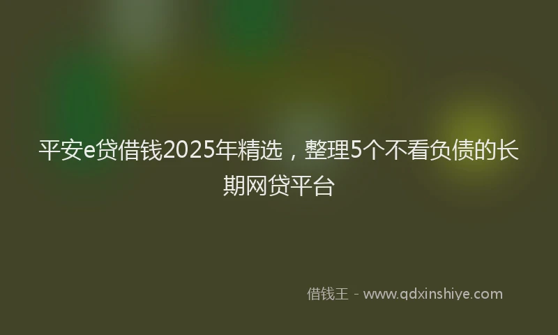 平安e贷借钱2025年精选，整理5个不看负债的长期网贷平台