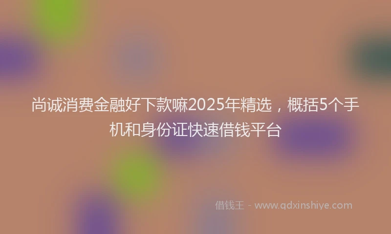 尚诚消费金融好下款嘛2025年精选，概括5个手机和身份证快速借钱平台