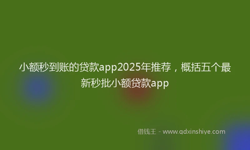 小额秒到账的贷款app2025年推荐，概括五个最新秒批小额贷款app