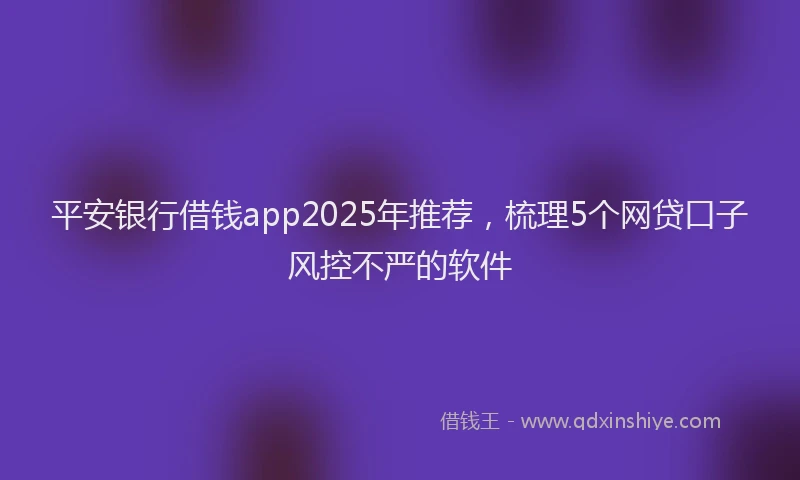 平安银行借钱app2025年推荐，梳理5个网贷口子风控不严的软件