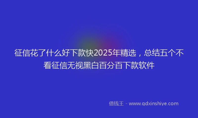 征信花了什么好下款快2025年精选，总结五个不看征信无视黑白百分百下款软件