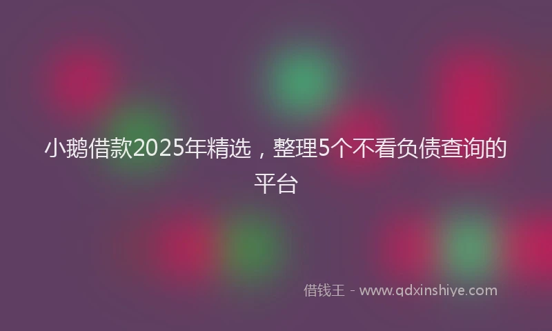小鹅借款2025年精选，整理5个不看负债查询的平台