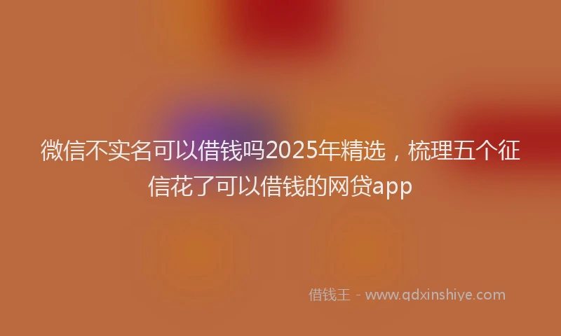 微信不实名可以借钱吗2025年精选，梳理五个征信花了可以借钱的网贷app