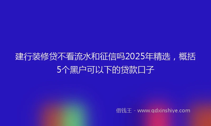 建行装修贷不看流水和征信吗2025年精选，概括5个黑户可以下的贷款口子