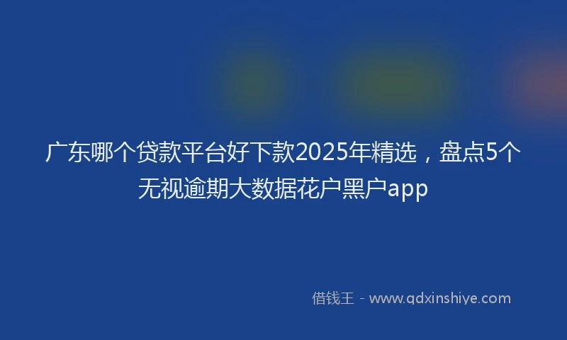 广东哪个贷款平台好下款2025年精选，盘点5个无视逾期大数据花户黑户app