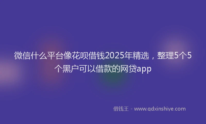 微信什么平台像花呗借钱2025年精选，整理5个5个黑户可以借款的网贷app