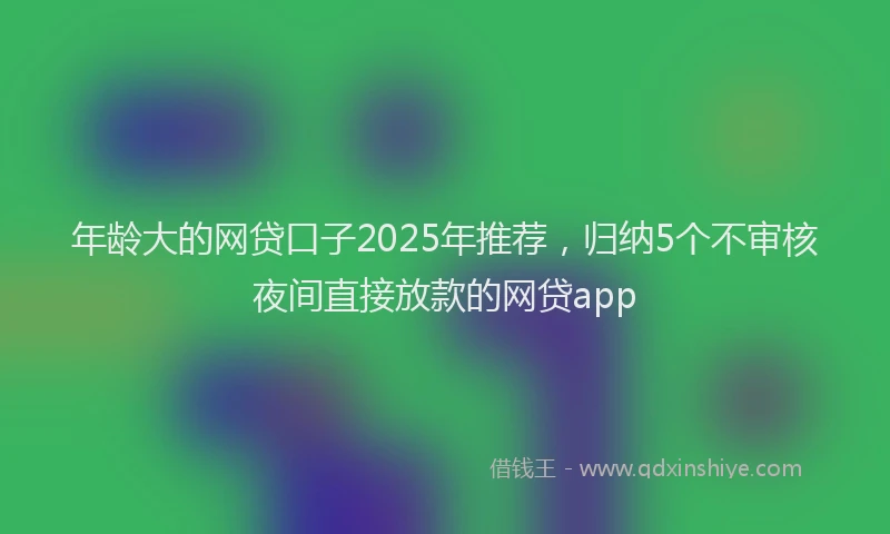 年龄大的网贷口子2025年推荐，归纳5个不审核夜间直接放款的网贷app