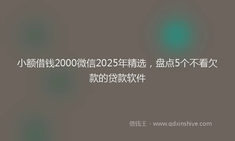 小额借钱2000微信2025年精选，盘点5个不看欠款的贷款软件