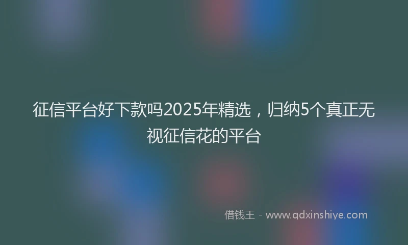 征信平台好下款吗2025年精选，归纳5个真正无视征信花的平台