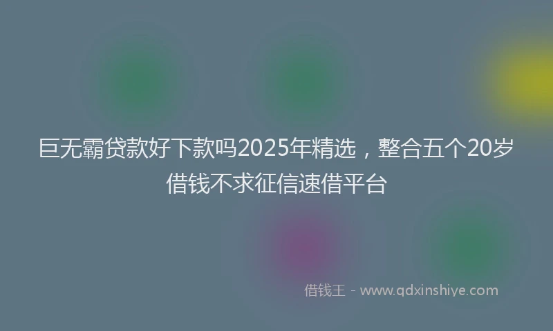 巨无霸贷款好下款吗2025年精选，整合五个20岁借钱不求征信速借平台