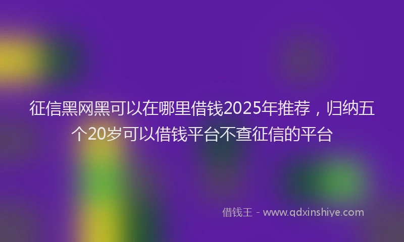 征信黑网黑可以在哪里借钱2025年推荐，归纳五个20岁可以借钱平台不查征信的平台