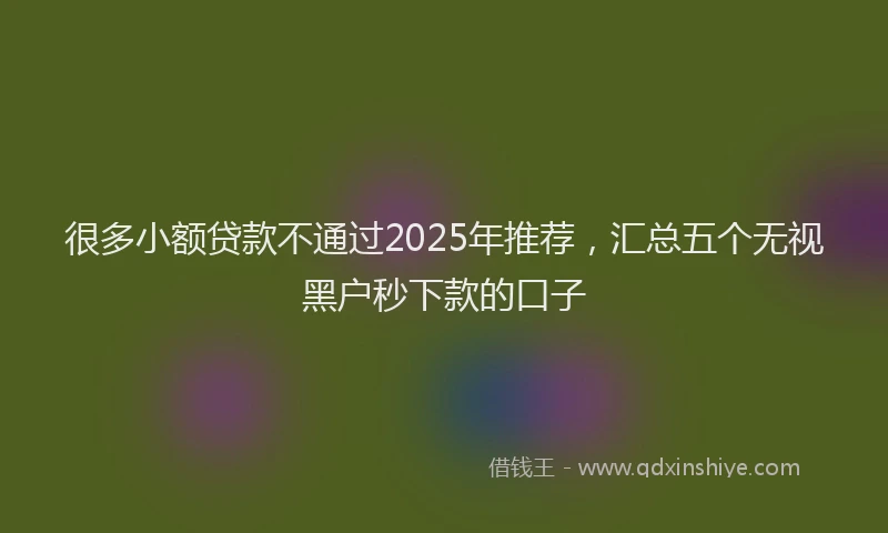 很多小额贷款不通过2025年推荐，汇总五个无视黑户秒下款的口子