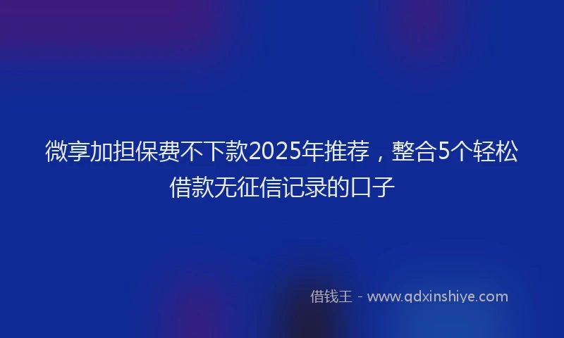 微享加担保费不下款2025年推荐，整合5个轻松借款无征信记录的口子
