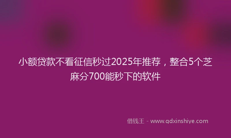 小额贷款不看征信秒过2025年推荐，整合5个芝麻分700能秒下的软件