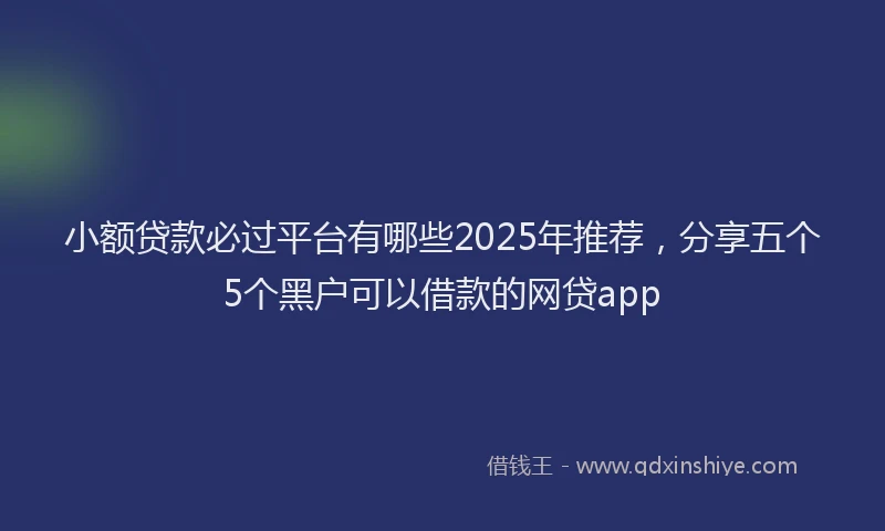 小额贷款必过平台有哪些2025年推荐，分享五个5个黑户可以借款的网贷app