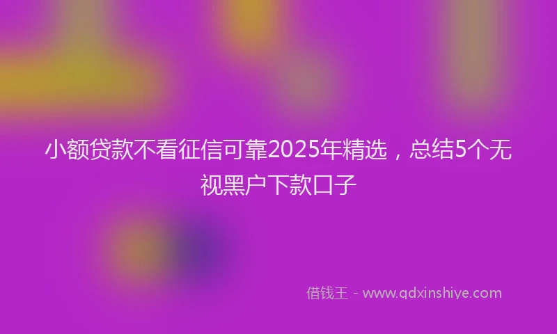 小额贷款不看征信可靠2025年精选，总结5个无视黑户下款口子