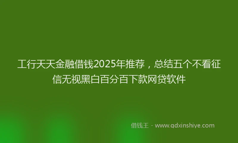 工行天天金融借钱2025年推荐，总结五个不看征信无视黑白百分百下款网贷软件