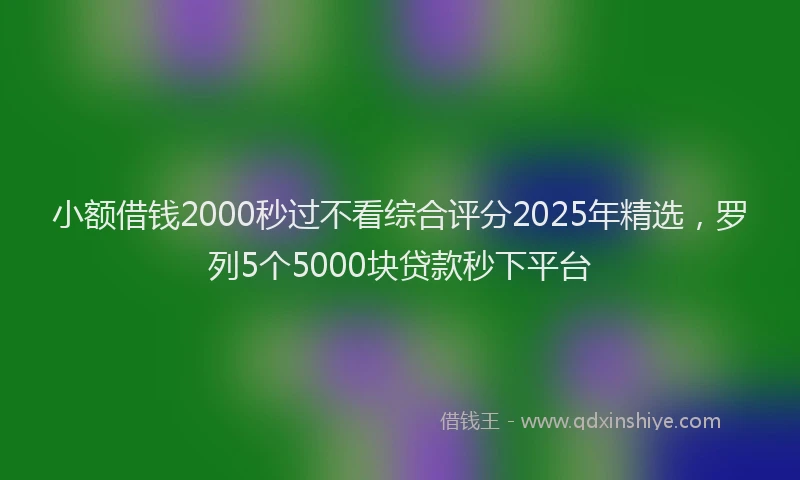 小额借钱2000秒过不看综合评分2025年精选，罗列5个5000块贷款秒下平台
