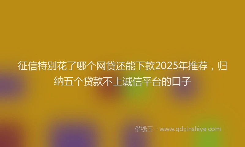征信特别花了哪个网贷还能下款2025年推荐，归纳五个贷款不上诚信平台的口子
