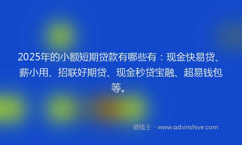 2025年的小额短期贷款有哪些有：现金快易贷、薪小用、招联好期贷、现金秒贷宝融、超易钱包等。