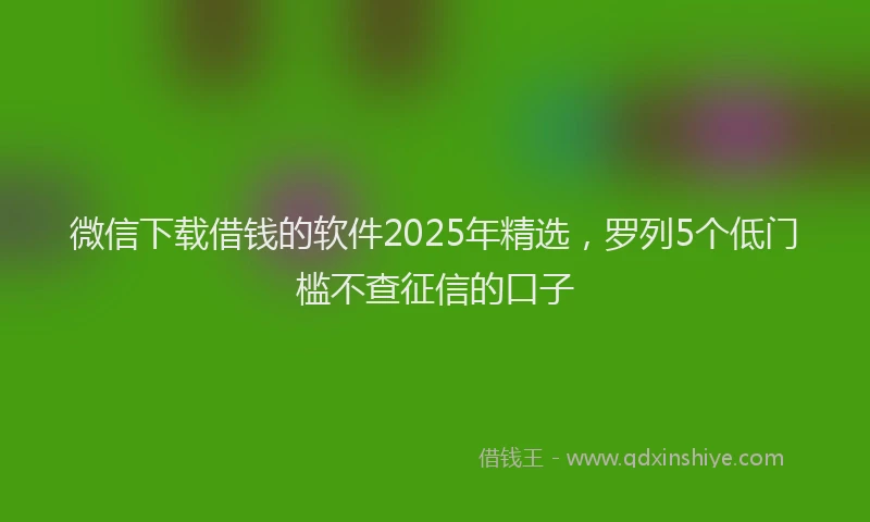 微信下载借钱的软件2025年精选，罗列5个低门槛不查征信的口子