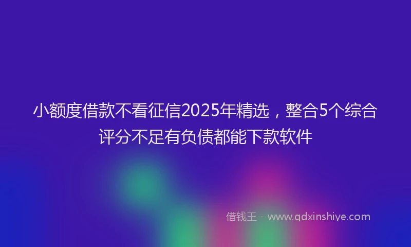 小额度借款不看征信2025年精选，整合5个综合评分不足有负债都能下款软件