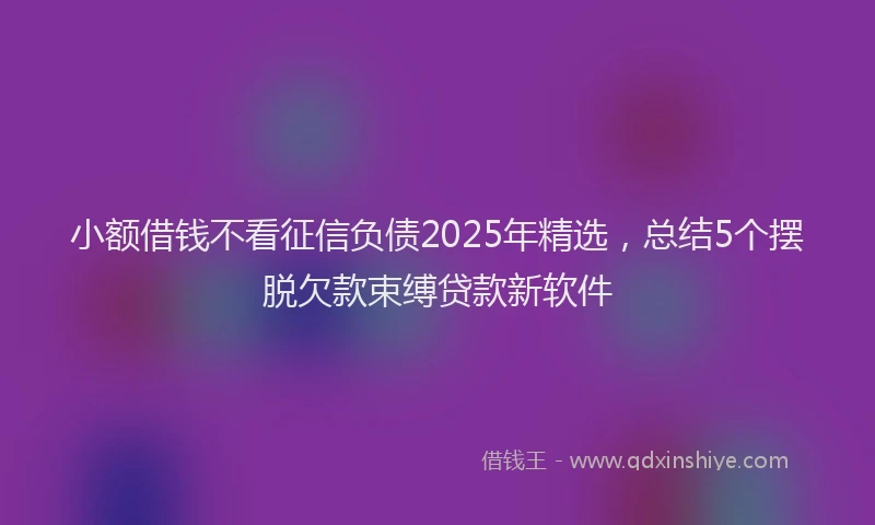 小额借钱不看征信负债2025年精选，总结5个摆脱欠款束缚贷款新软件