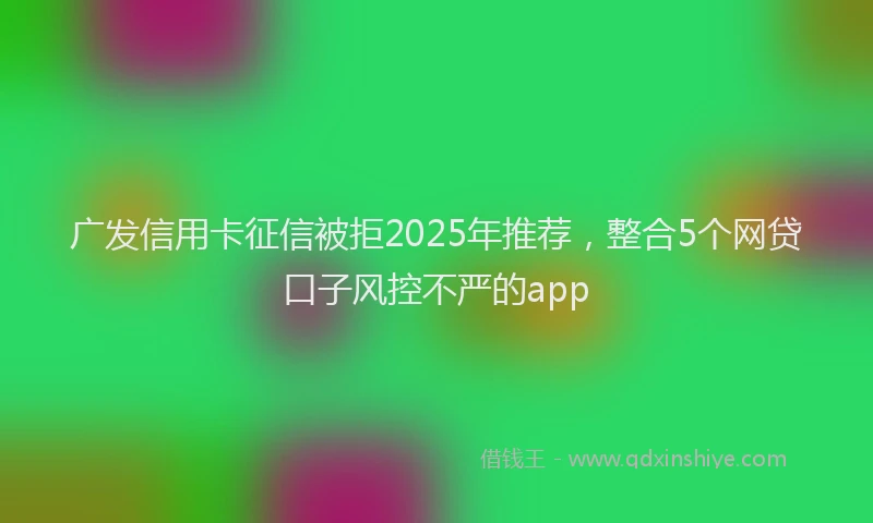 广发信用卡征信被拒2025年推荐，整合5个网贷口子风控不严的app