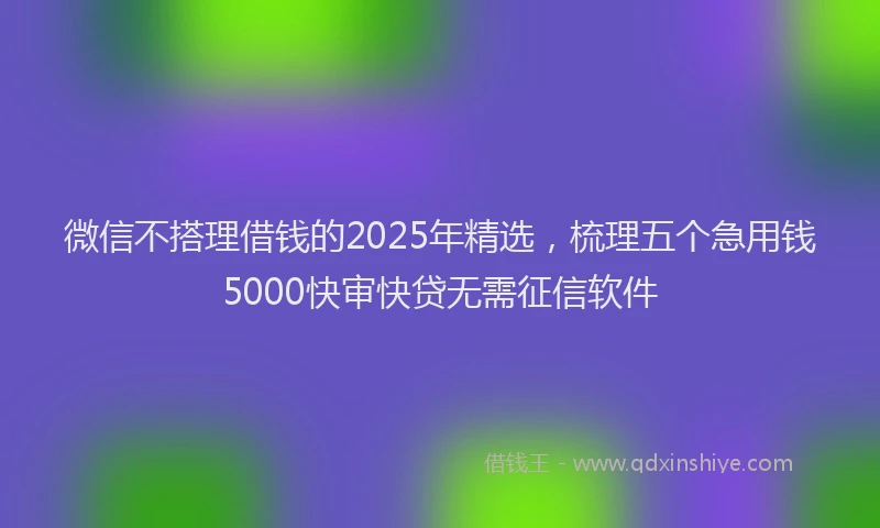 微信不搭理借钱的2025年精选，梳理五个急用钱5000快审快贷无需征信软件