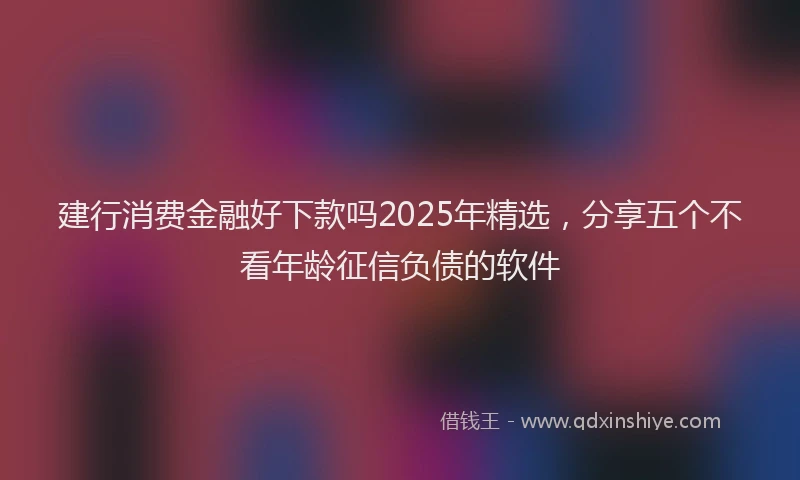 建行消费金融好下款吗2025年精选，分享五个不看年龄征信负债的软件