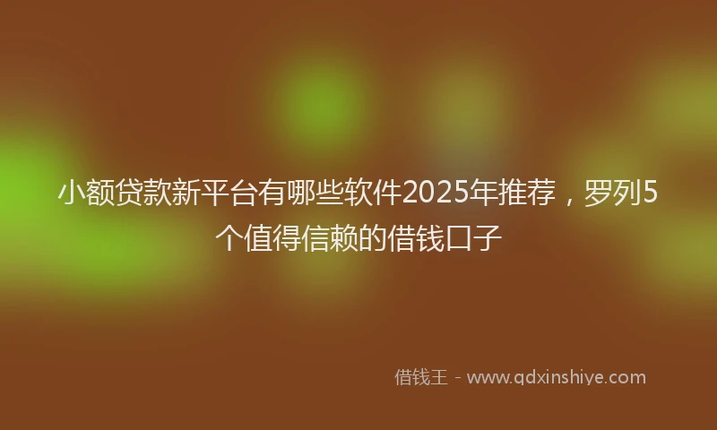 小额贷款新平台有哪些软件2025年推荐，罗列5个值得信赖的借钱口子